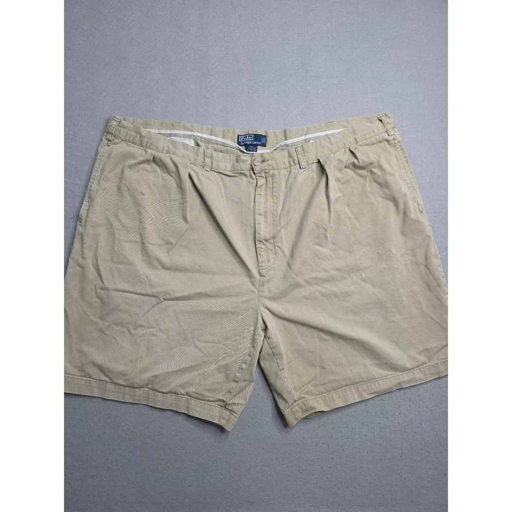 Polo Ralph Lauren Tyler Shorts Men's‎ 50B Beige 100% Cotton Pleated Slash Pocket